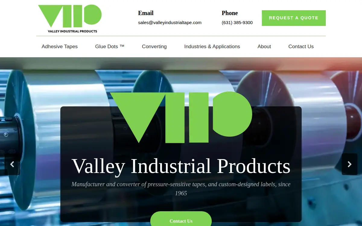Homepage of Valley Industrial Products INC