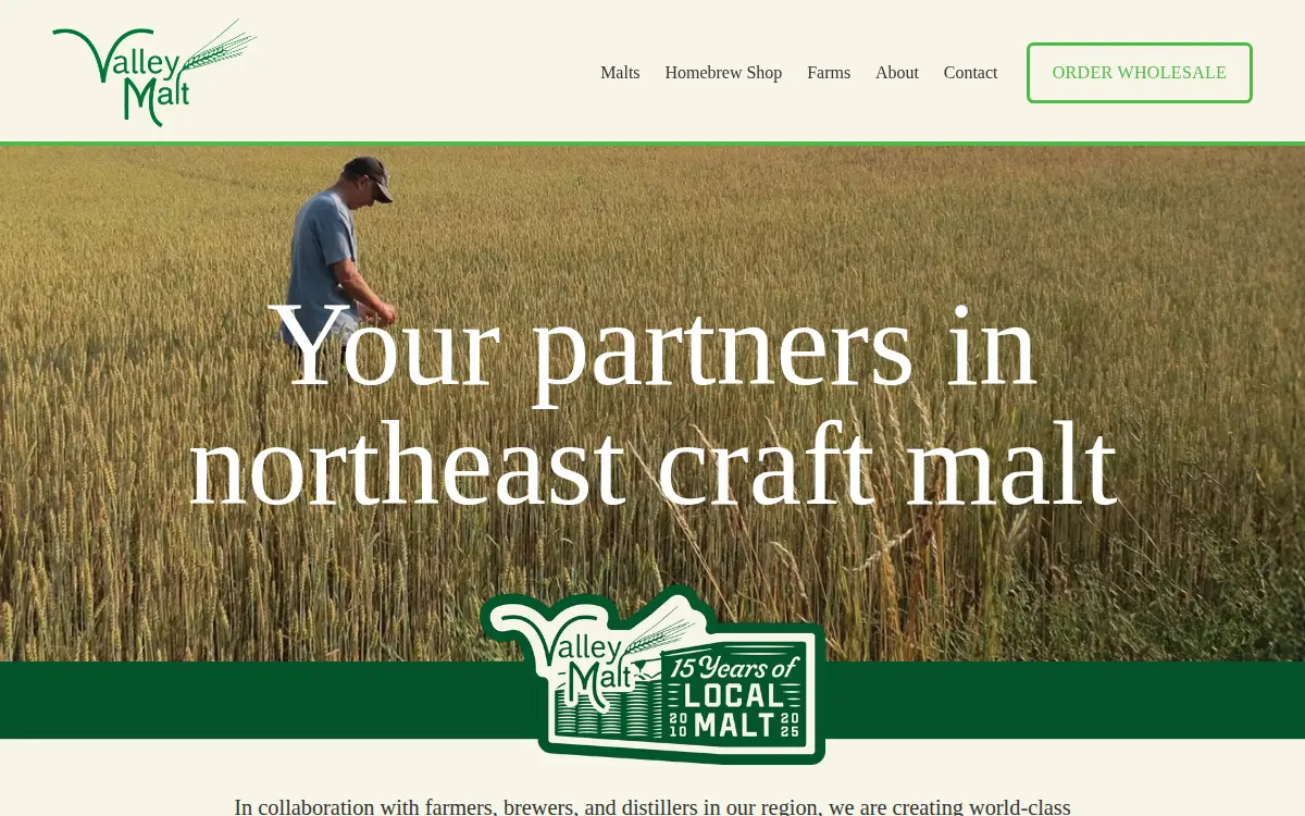 Homepage of Valley Malt LLC