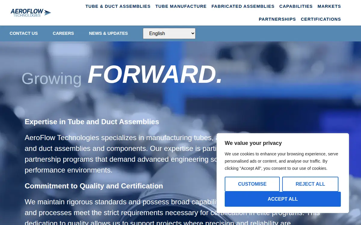 Homepage of Valley Metals, LLC