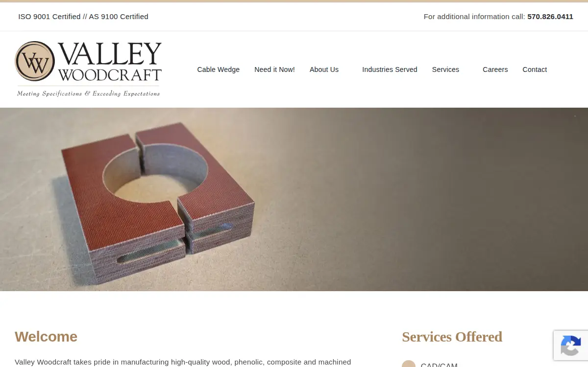 Homepage of Valley Woodcraft & Lumber Co., INC.