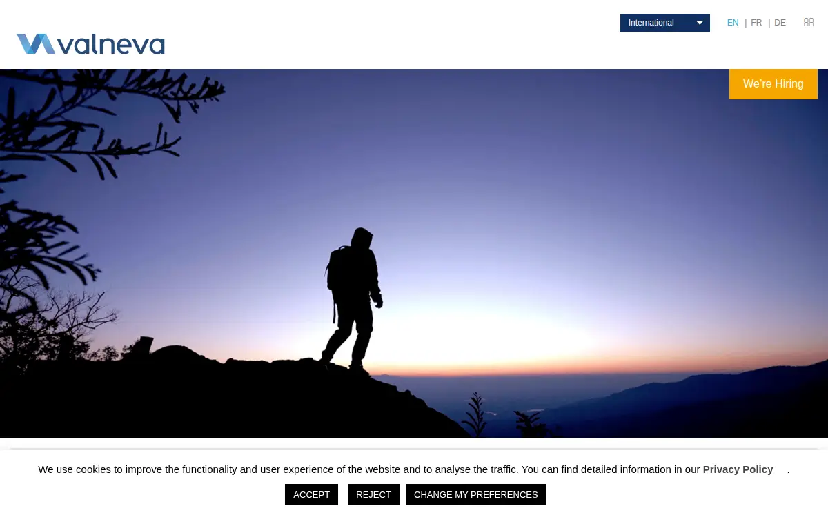 Homepage of Valneva Usa, INC.