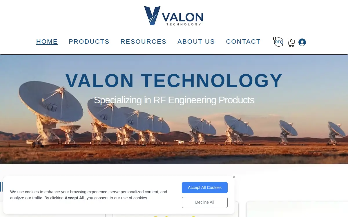 Homepage of Valon Technology, LLC
