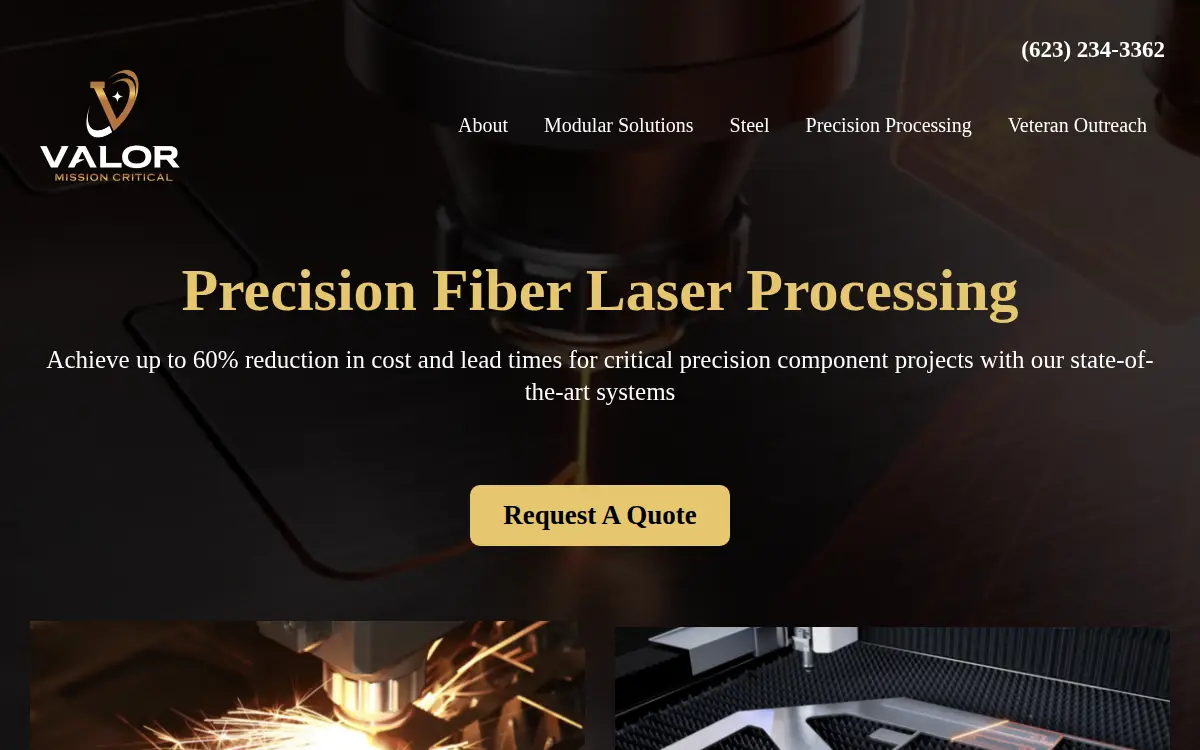 Homepage of Valor Mission Critical LLC