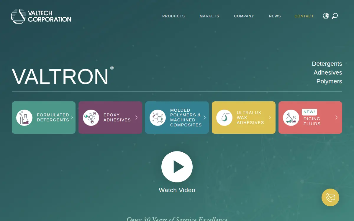 Homepage of Valtech Corporation