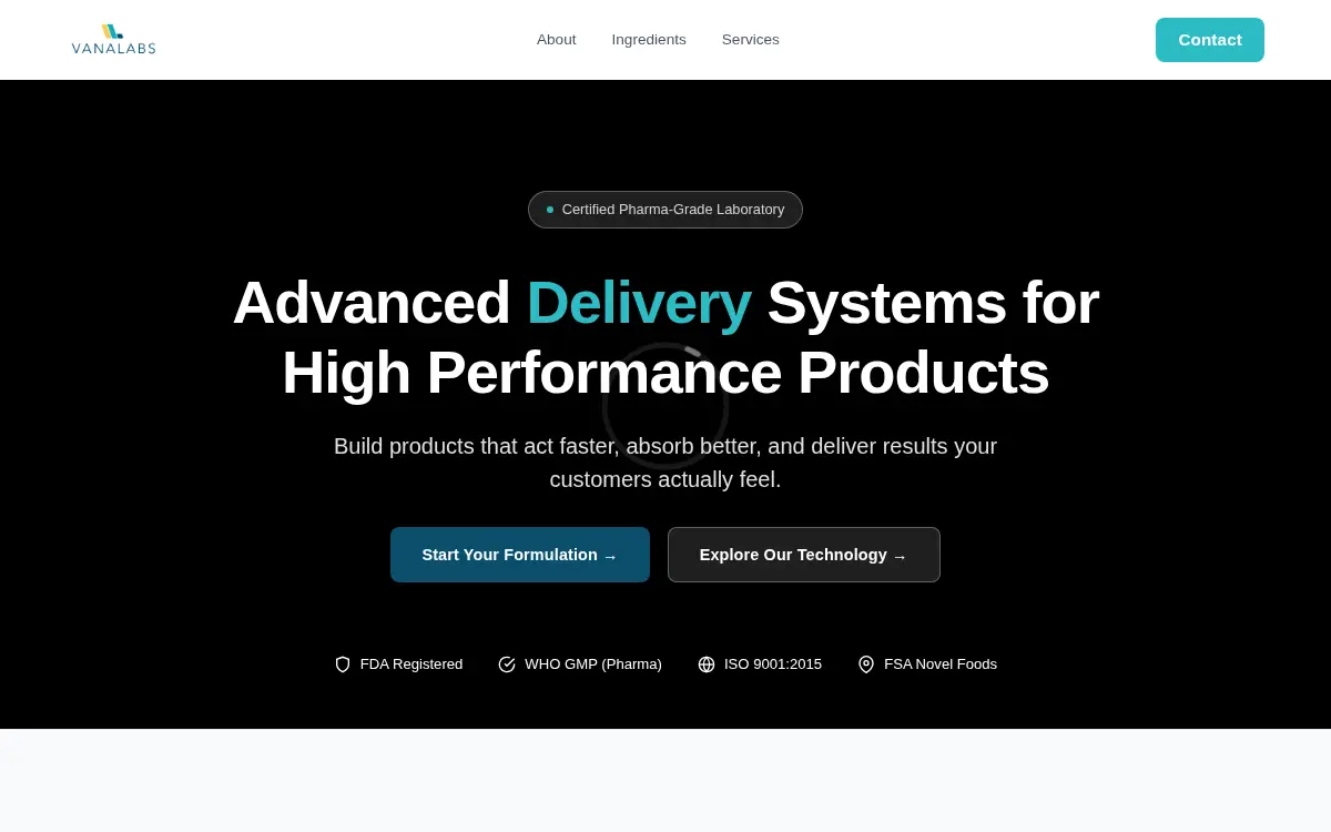 Homepage of Vanalabs, LLC