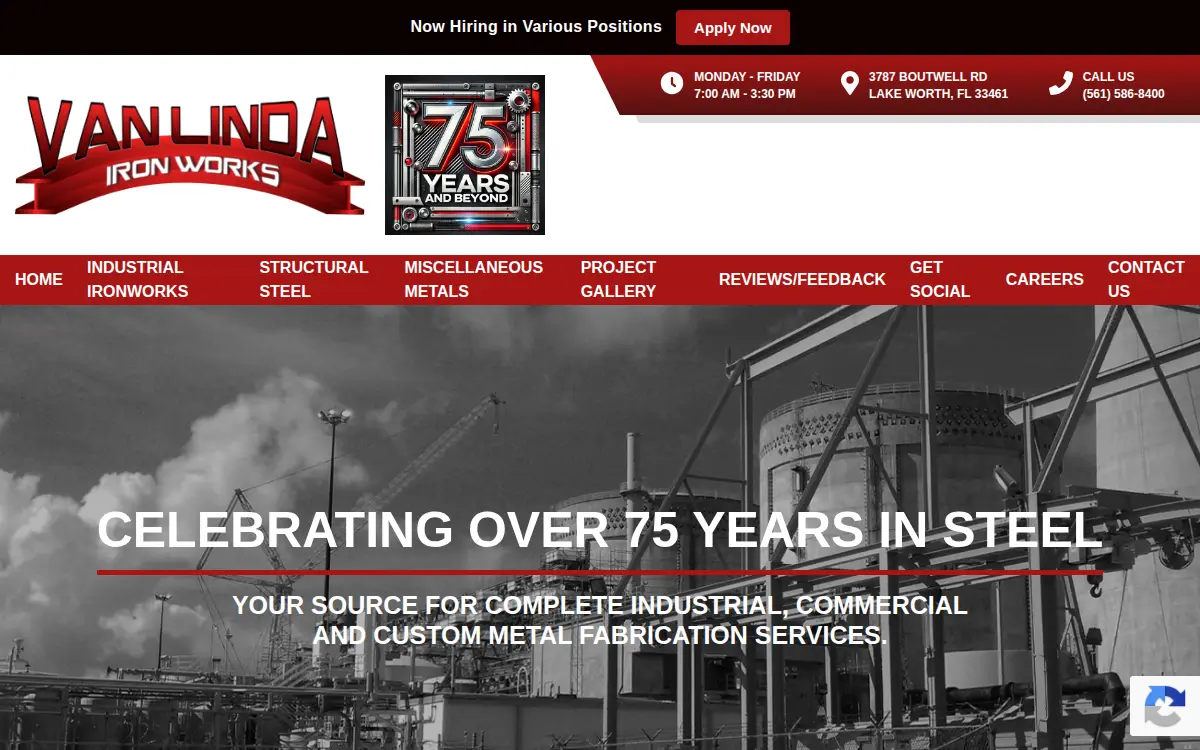 Homepage of Van Linda Iron Works INC