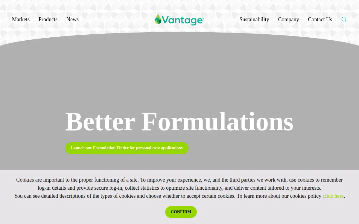 Homepage of Vantage Specialty Chemicals INC