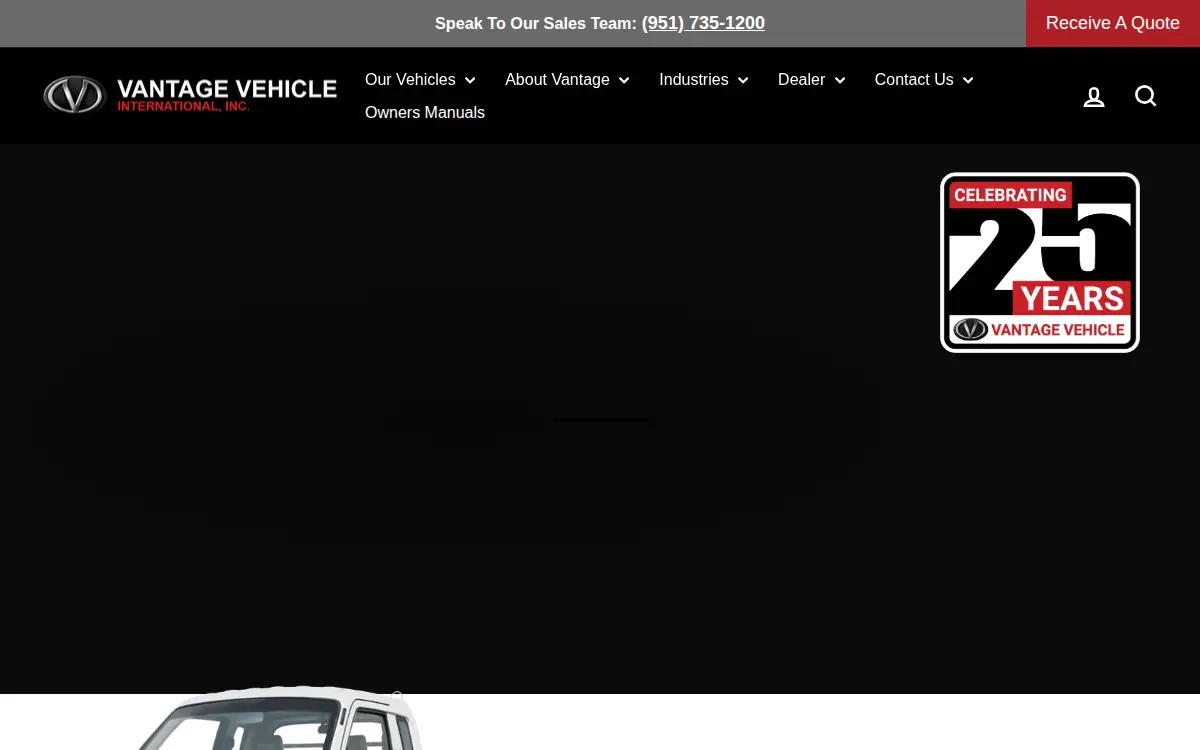 Homepage of Vantage Vehicle International, INC