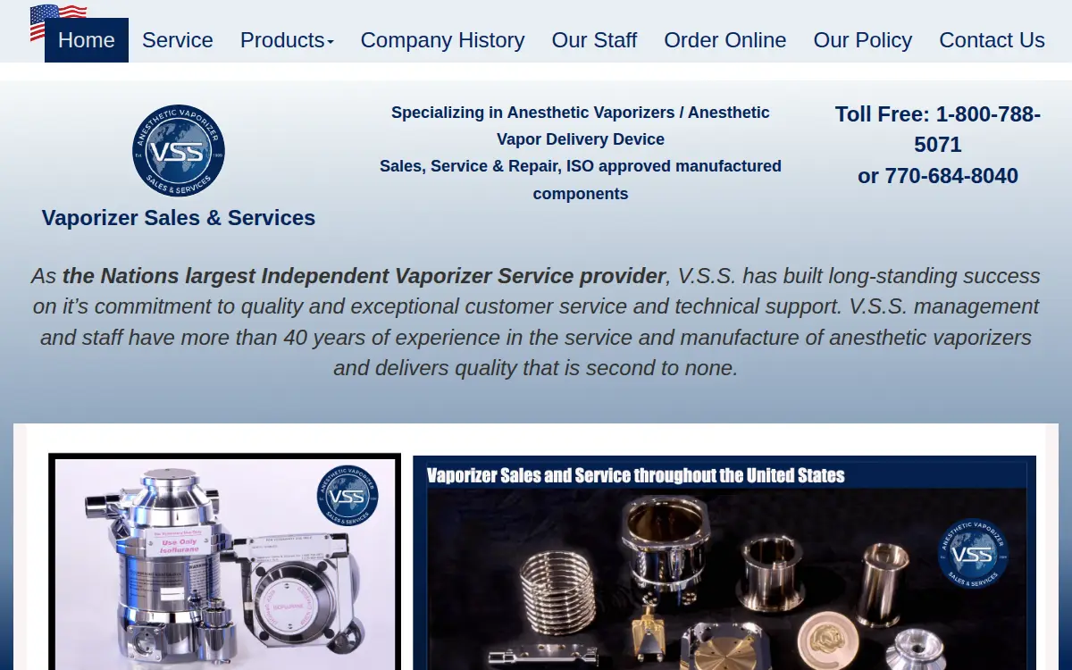 Homepage of Vaporizer Sales & Service INC