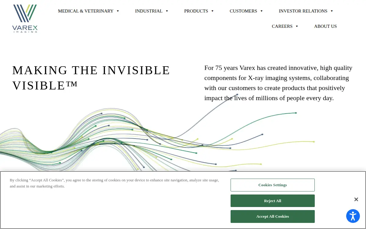 Homepage of Varex Imaging CORP