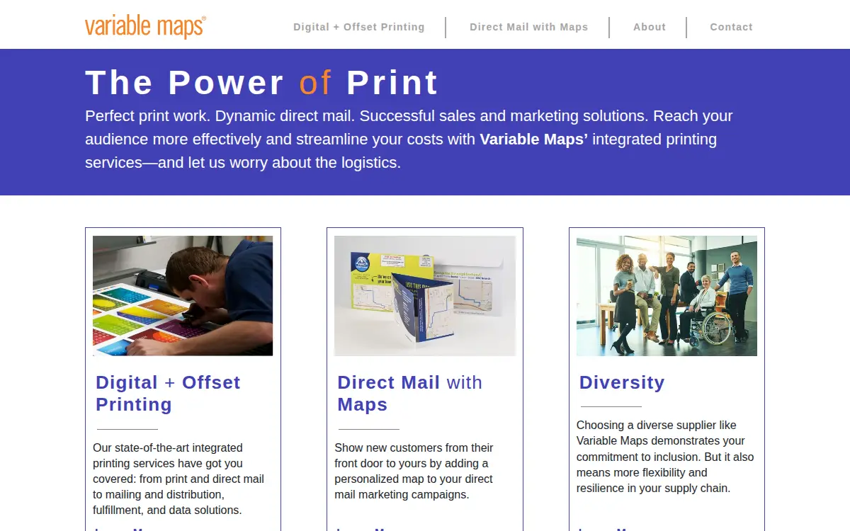 Homepage of Variable Maps INC