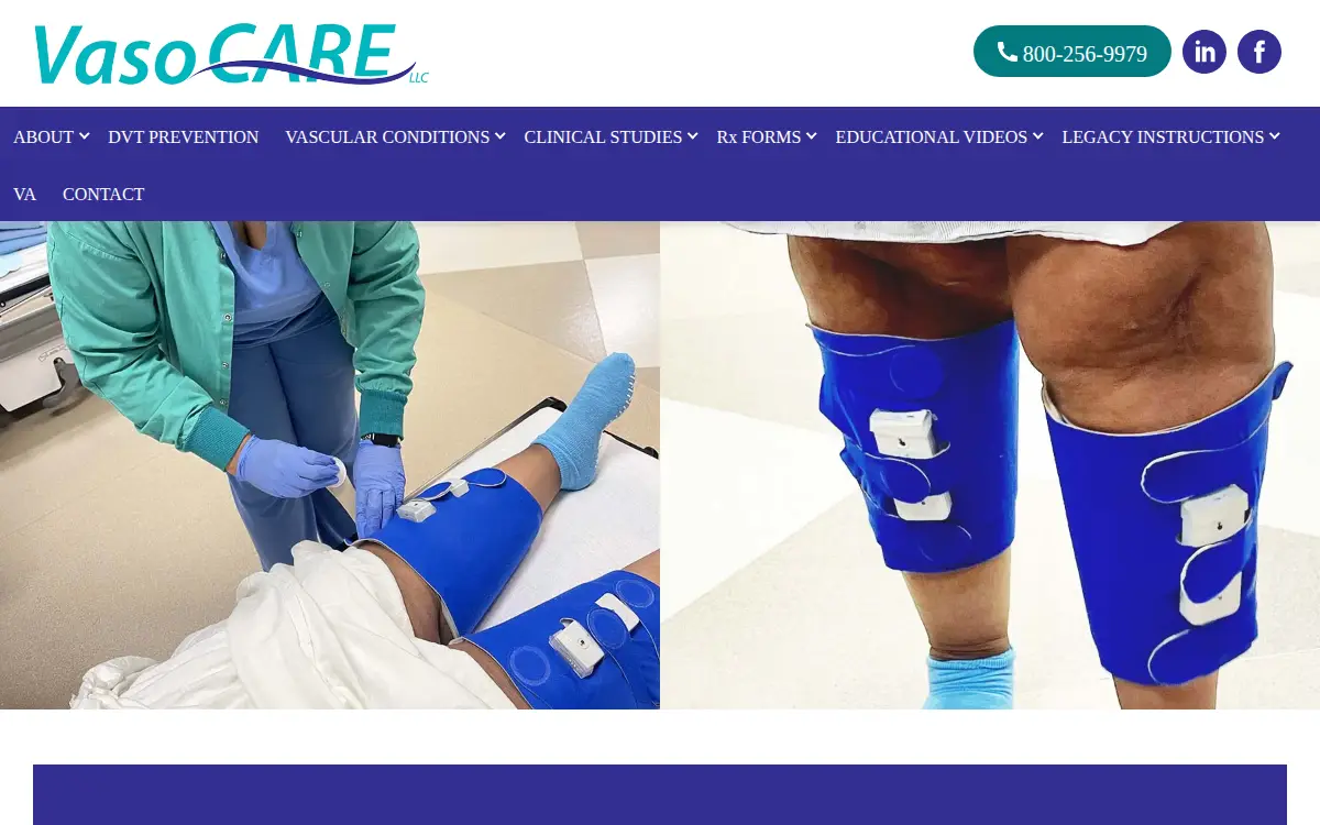 Homepage of Vasocare, LLC