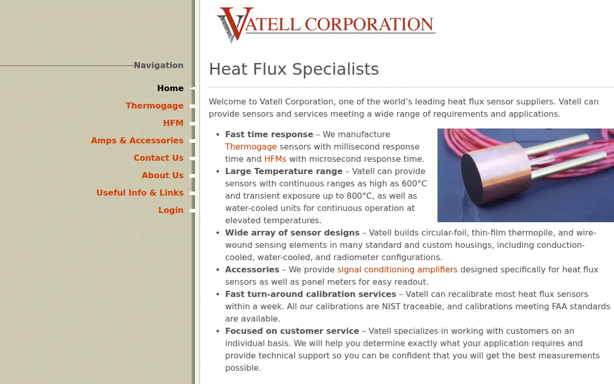 Homepage of Vatell Corporation