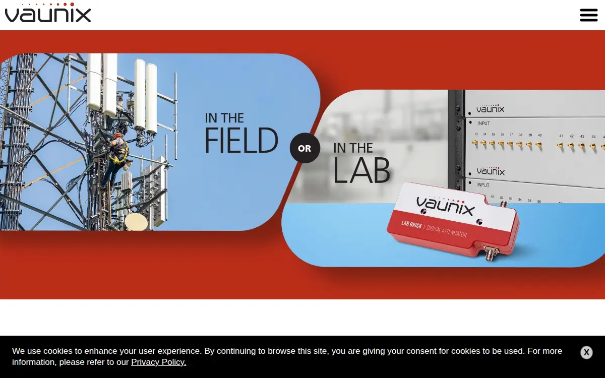Homepage of Vaunix Technology Corporation
