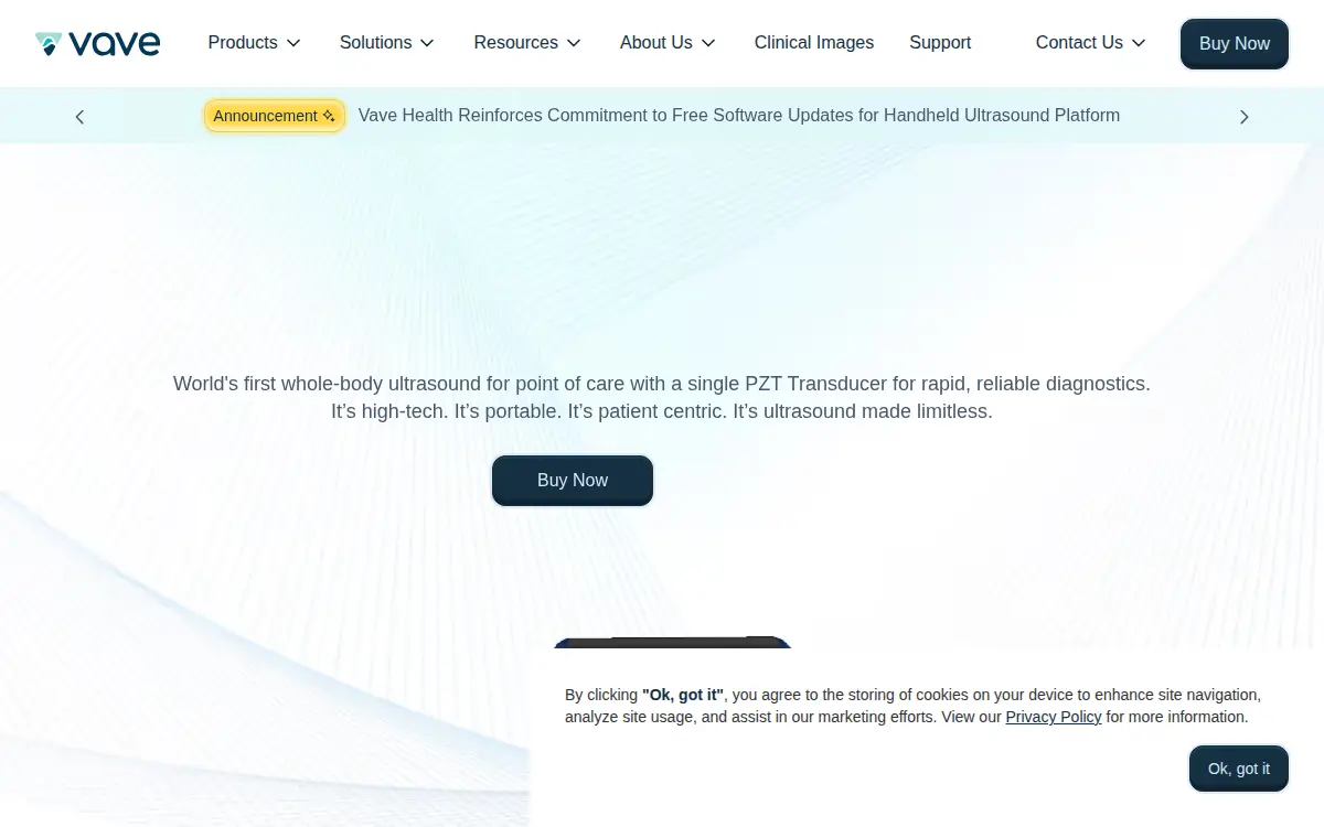 Homepage of Vave Health, INC.