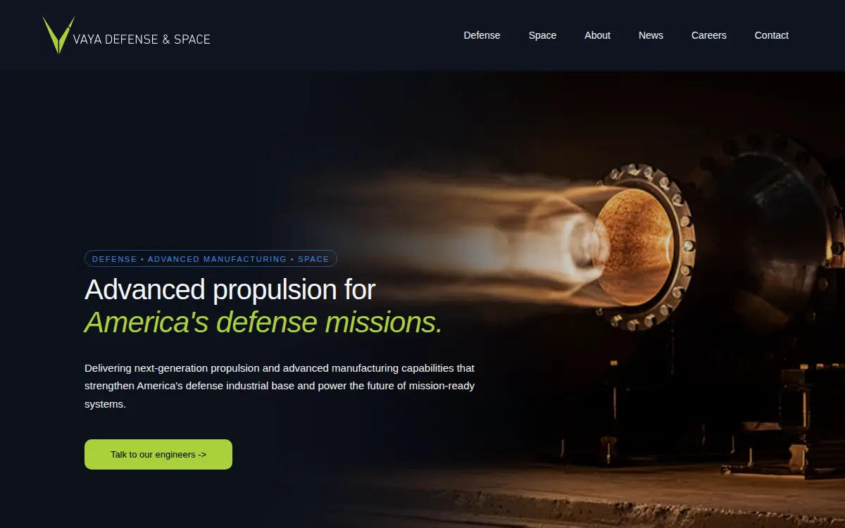 Homepage of Vaya Space, INC.