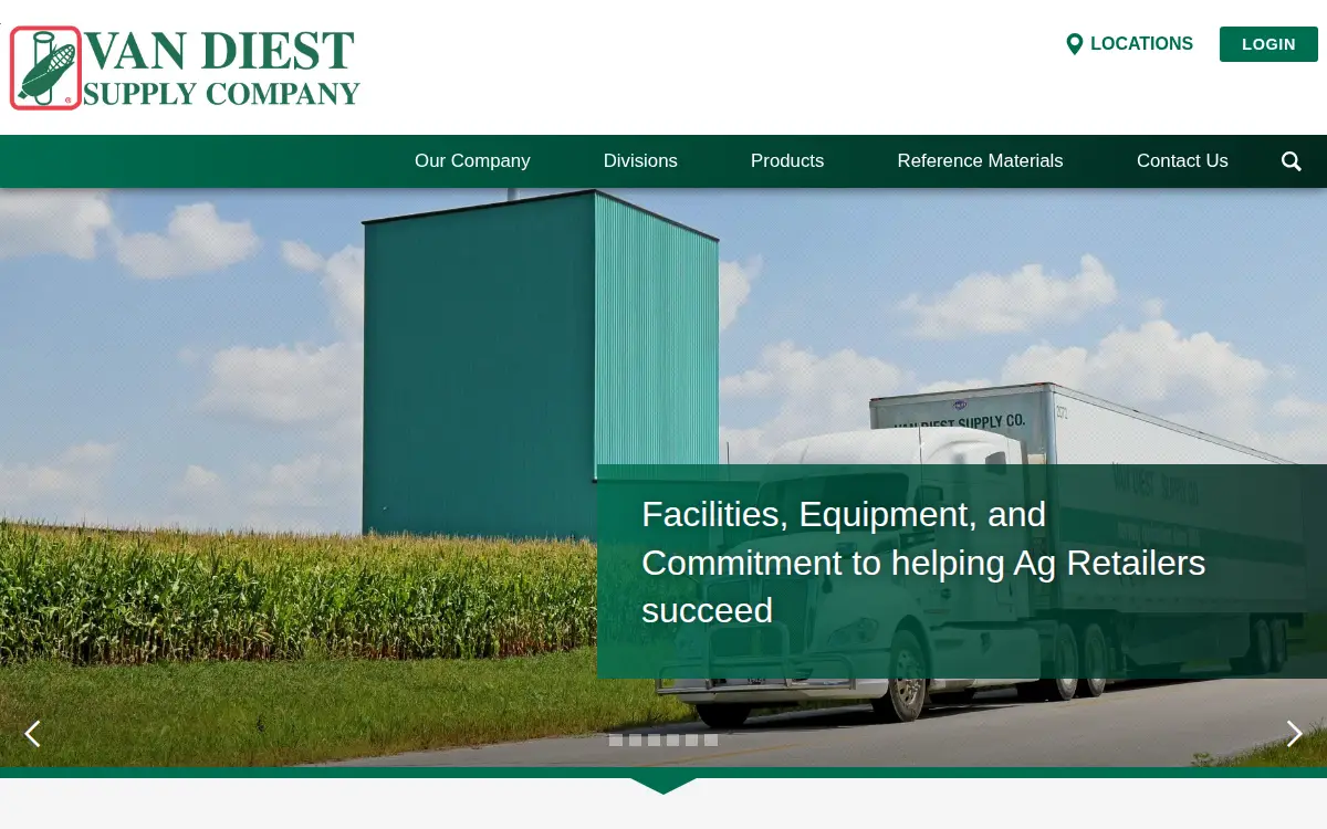 Homepage of Van Diest Supply CO