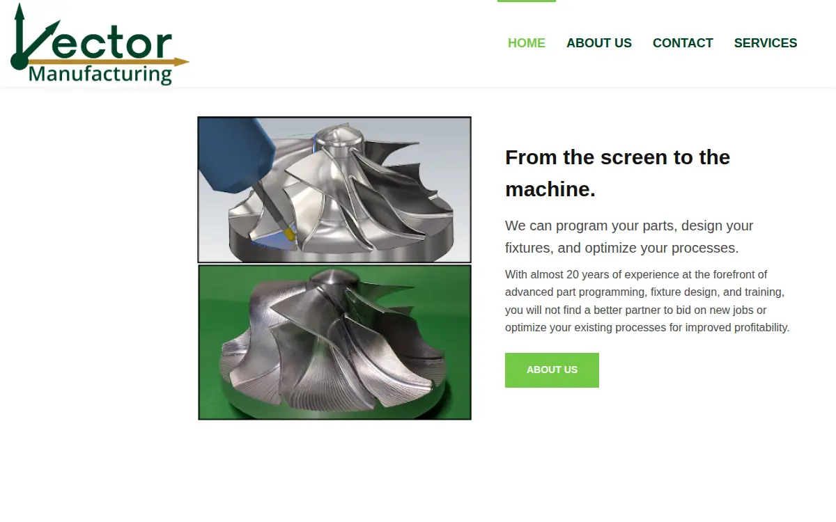 Homepage of Vector Manufacturing LLC