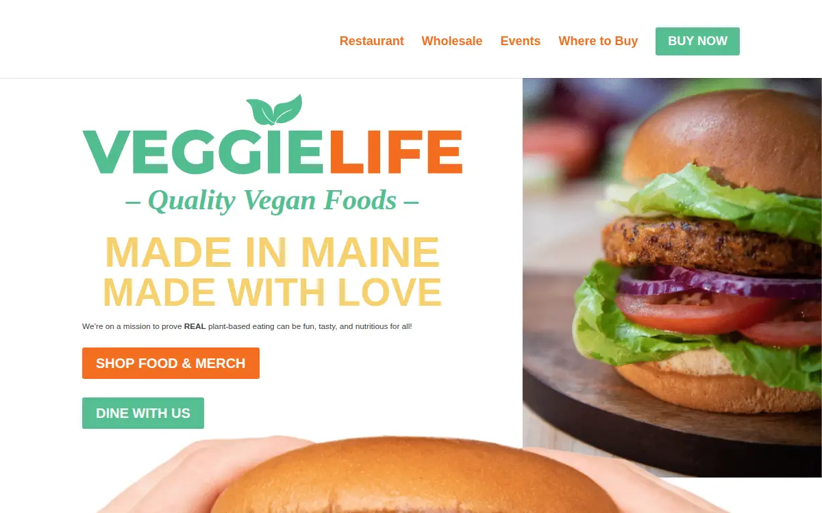 Homepage of Veggie Life, LLC
