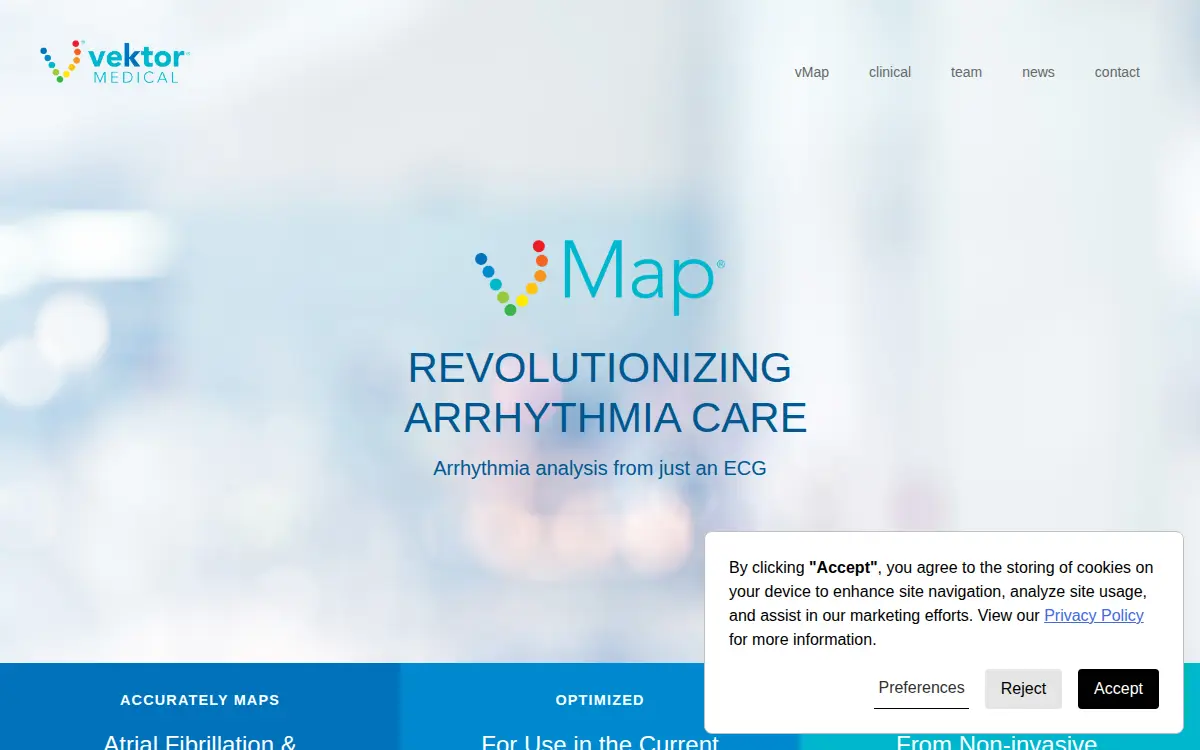 Homepage of Vektor Medical, INC