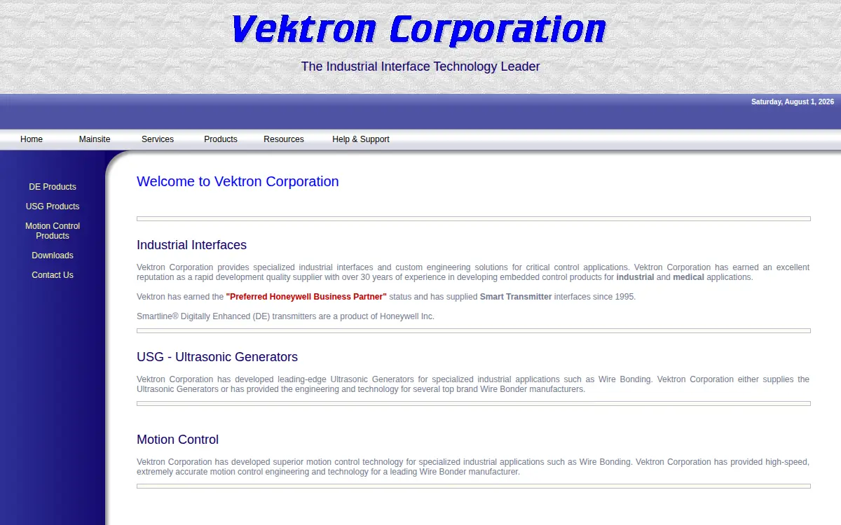Homepage of Vektron CORP