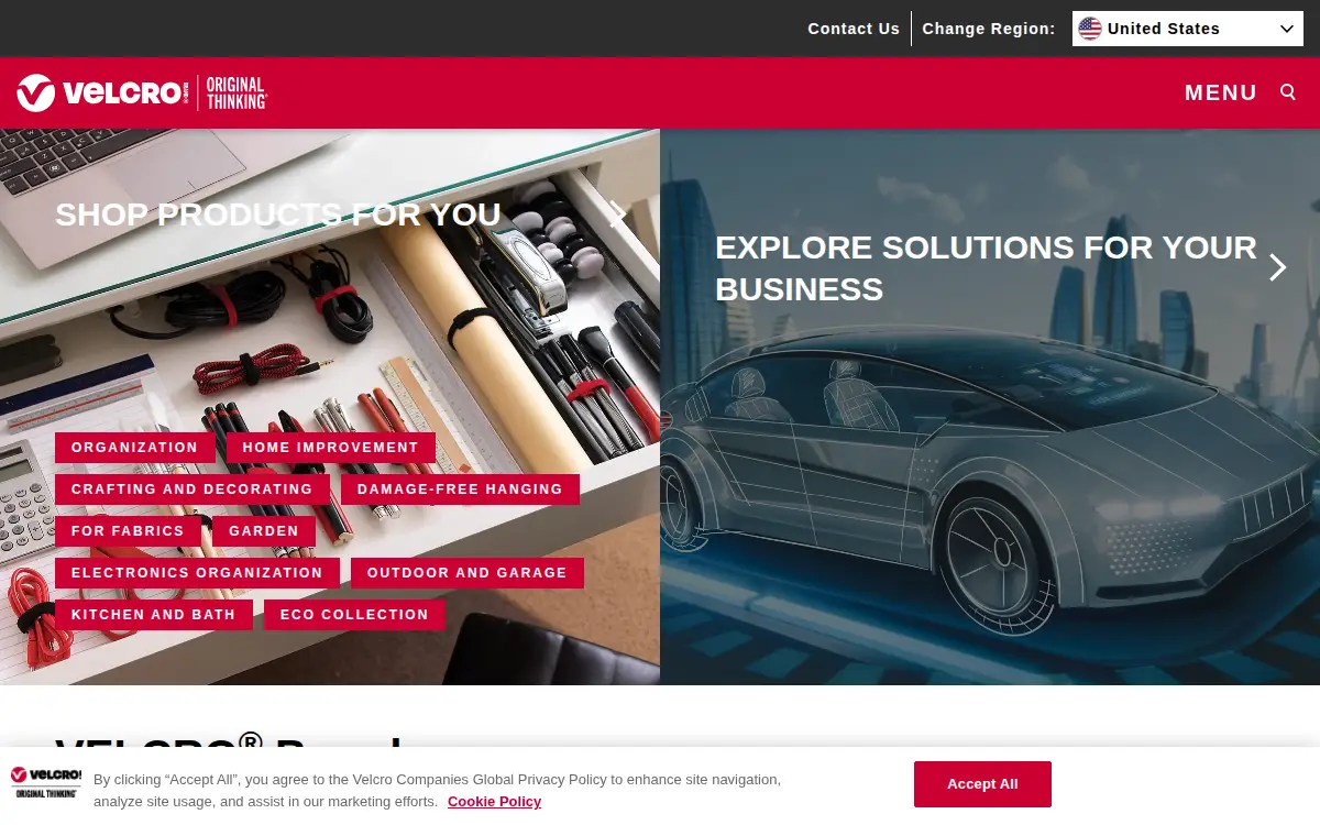 Homepage of Velcro USA INC