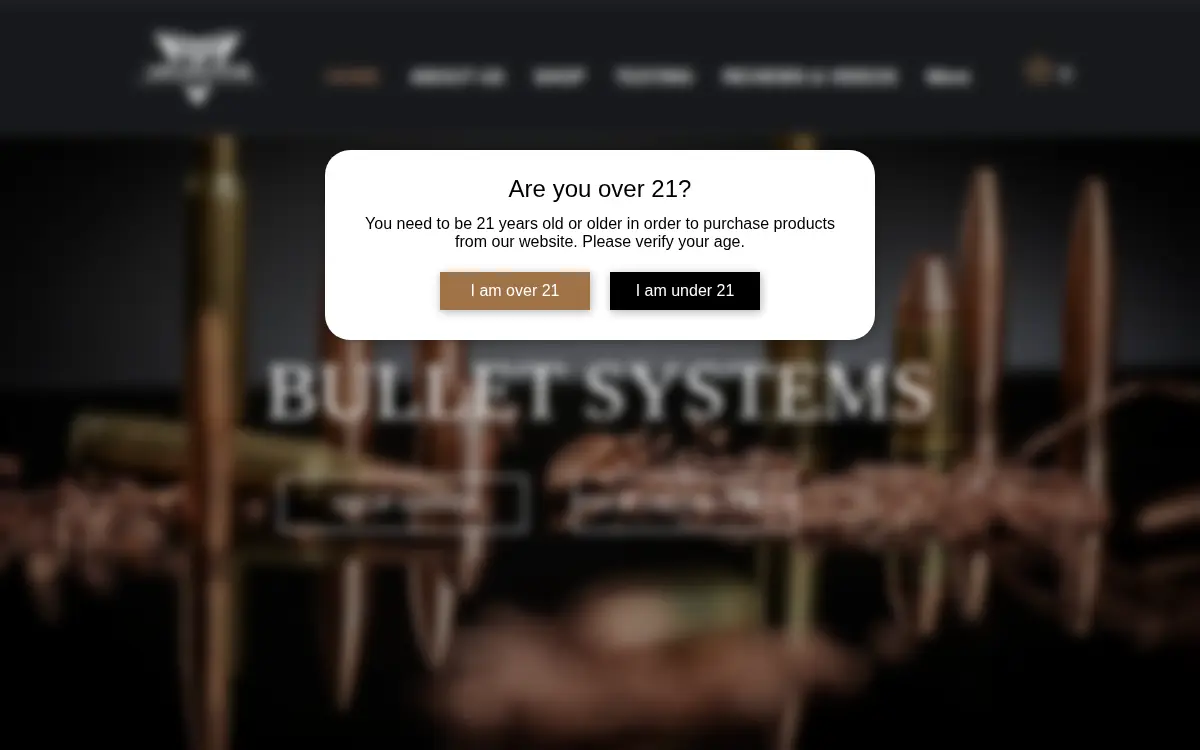 Homepage of Velocitas Bullet Systems, LLC