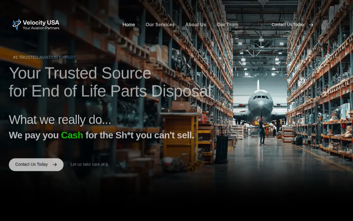 Homepage of Velocity USA LLC