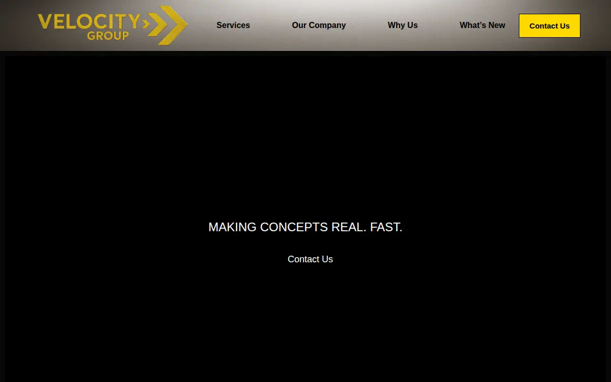 Homepage of Velocity Concept Development Group LLC