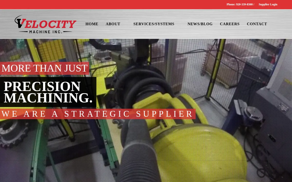 Homepage of Velocity Machine, INC.