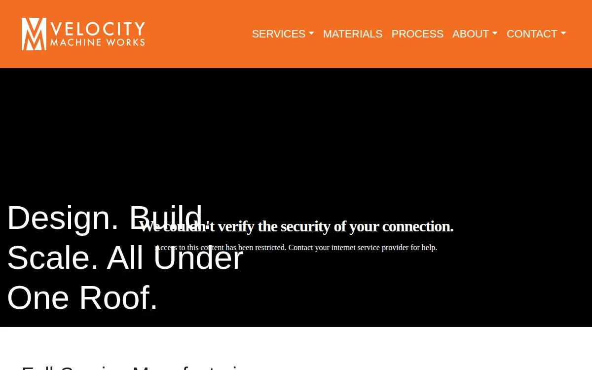 Homepage of Velocity Machine Works LLC
