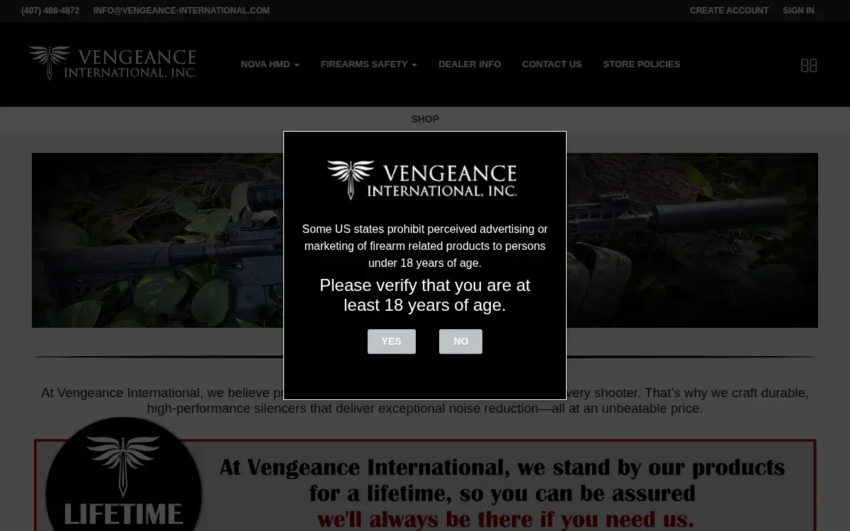 Homepage of Vengeance International INC.