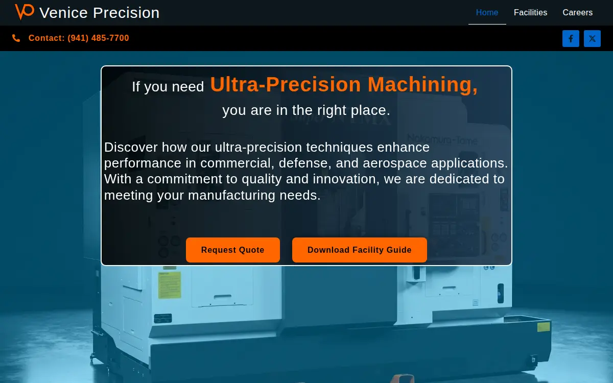 Homepage of Venice Precision, L.l.c.