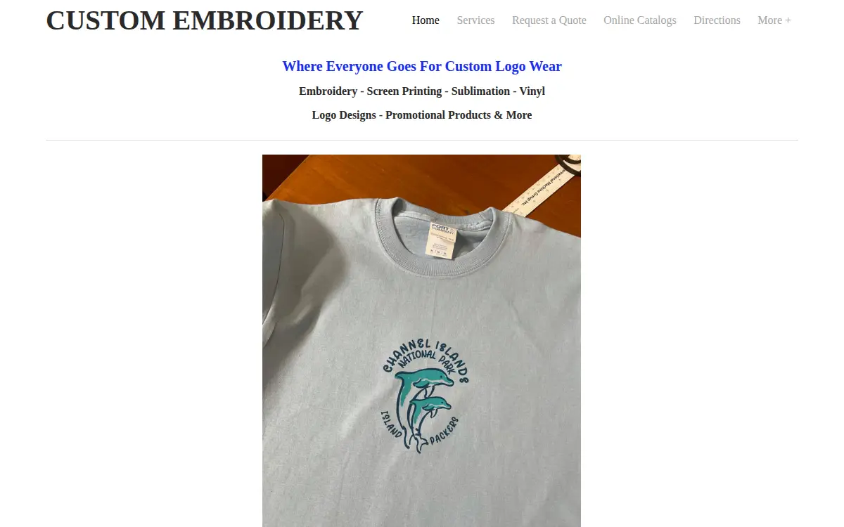 Homepage of Custom Embroidery Designs, INC
