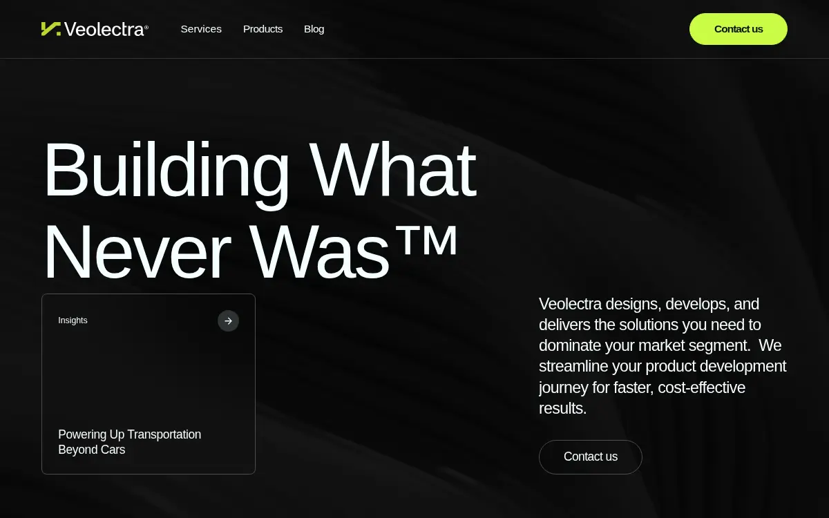 Homepage of Veolectra INC.