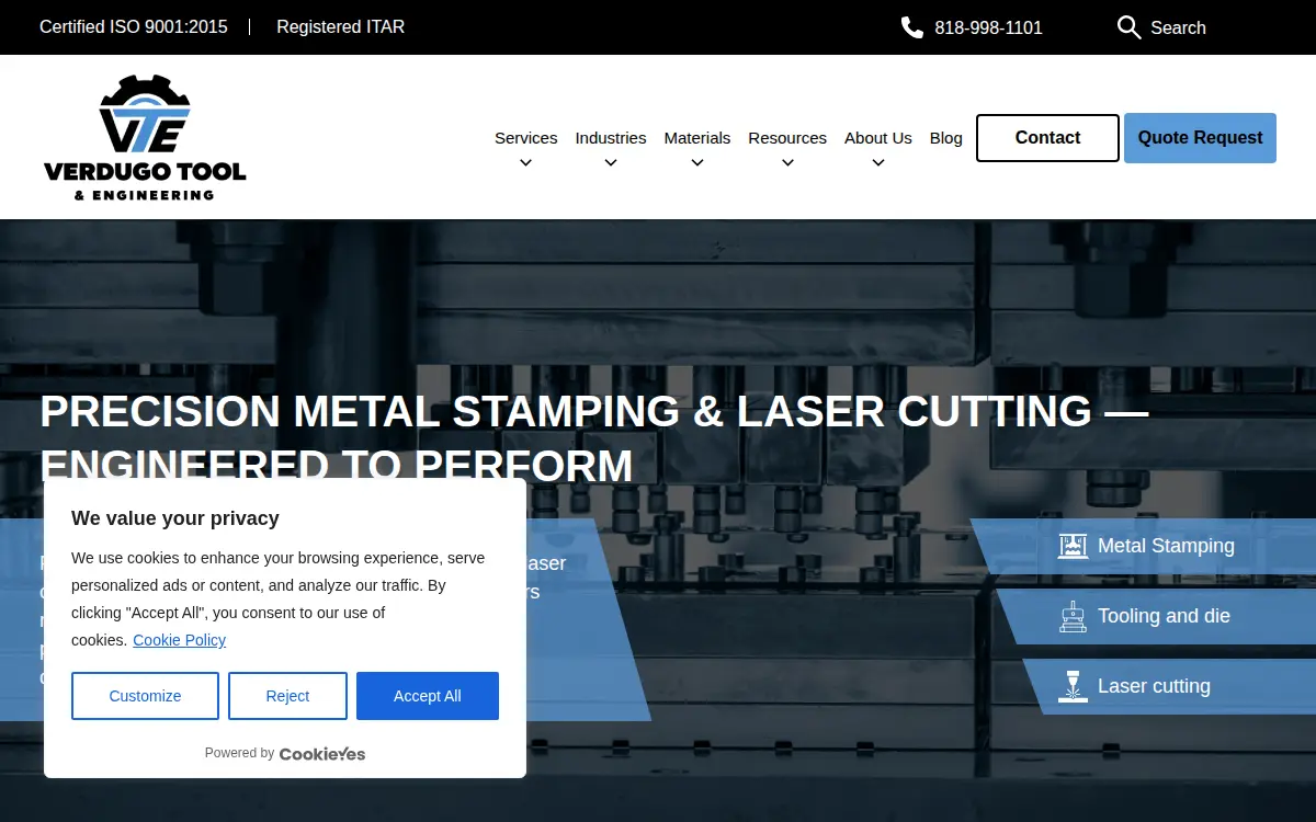 Homepage of Verdugo Tool & Engineering Co., INC.