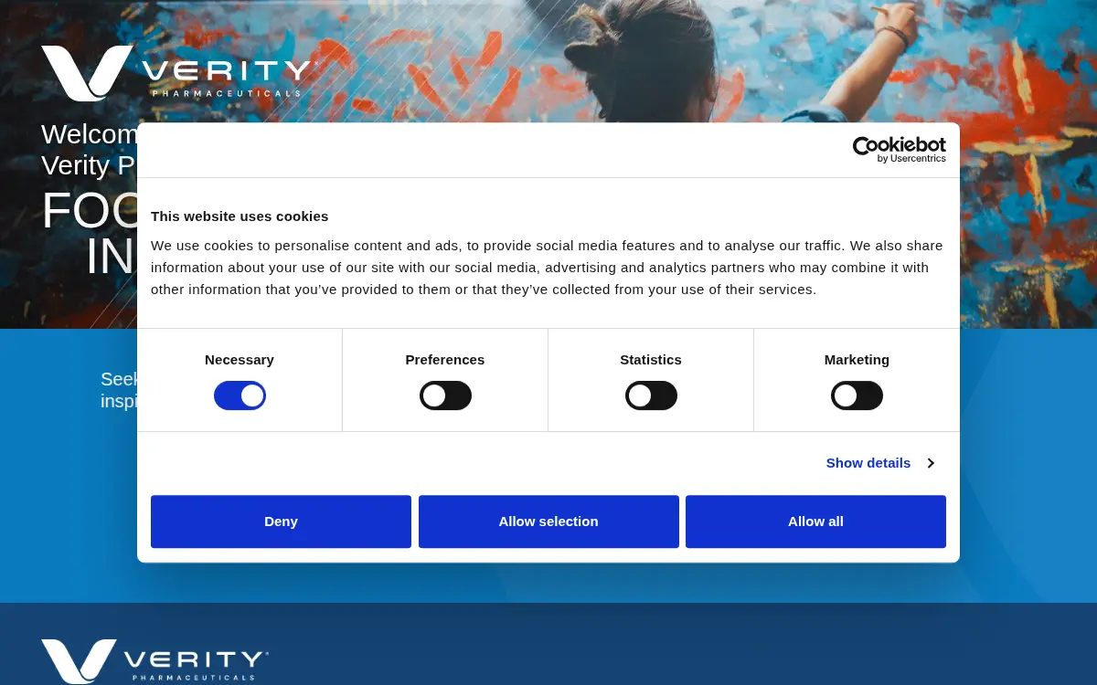 Homepage of Verity Pharmaceuticals, INC.