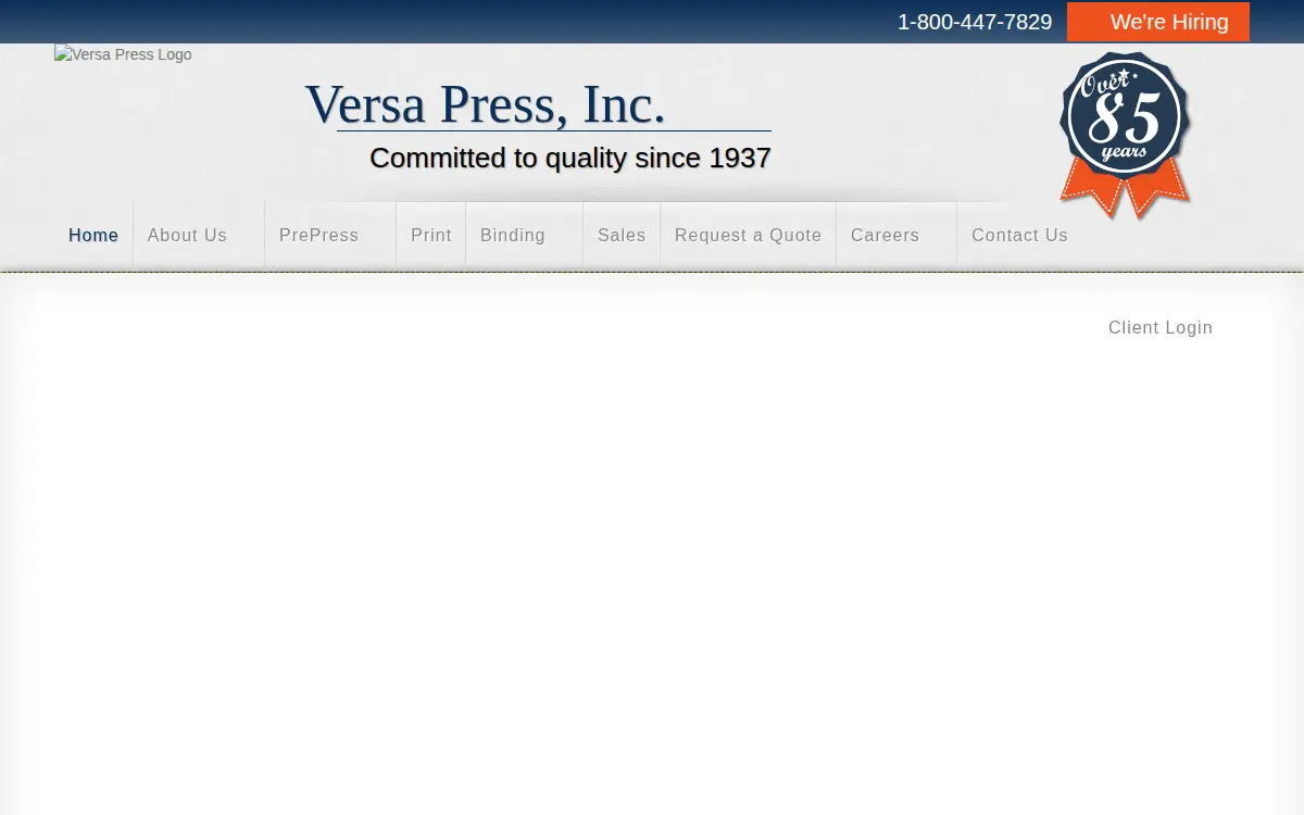 Homepage of Versa Press INC