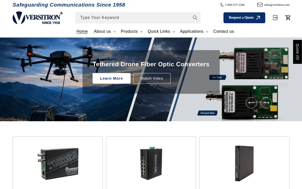Homepage of Versitron INC