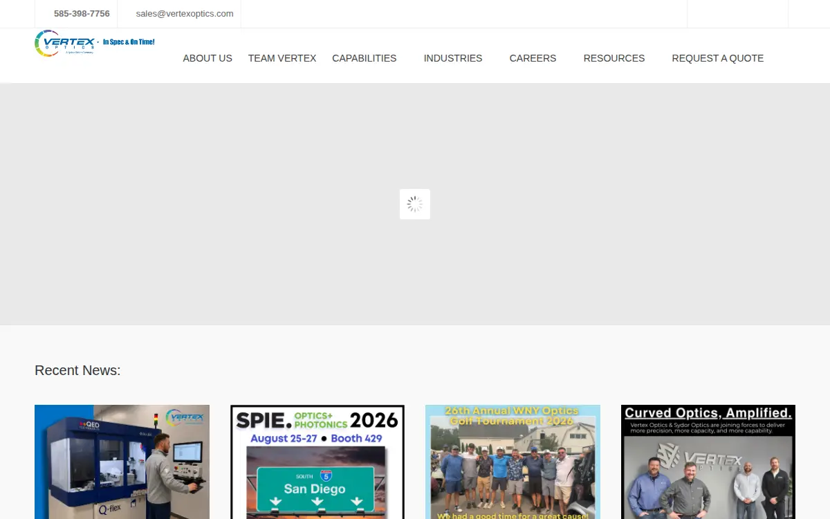 Homepage of Vertex Optics, INC.
