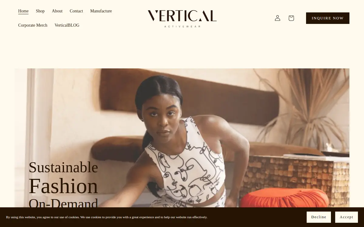 Homepage of Vertical Activewear INC