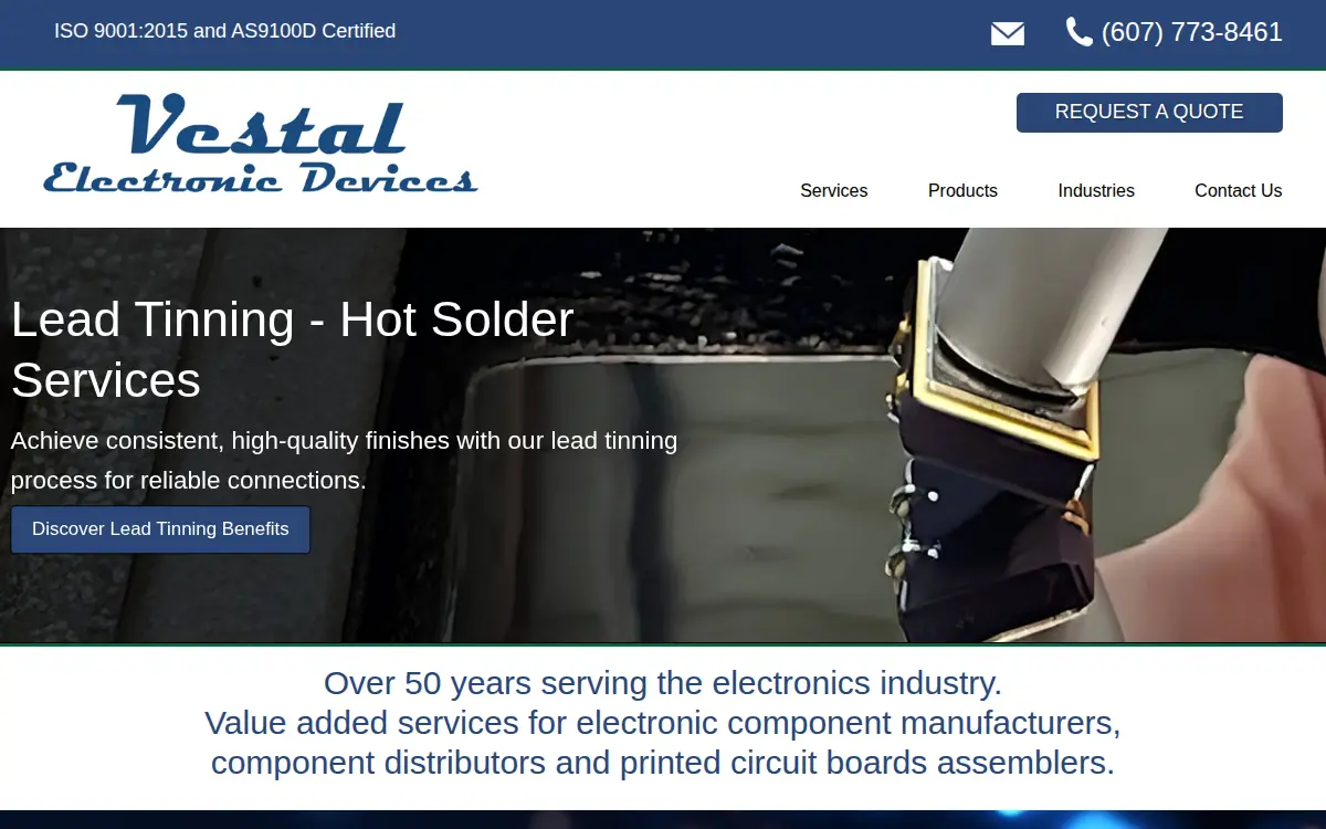 Homepage of Vestal Electronic Devices, LLC