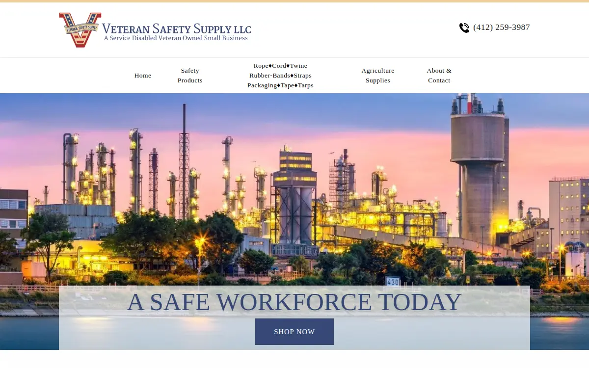 Homepage of Veteran Safety Supply LLC