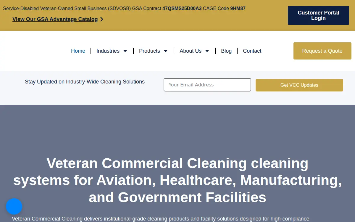 Homepage of Veteran Commercial Cleaning, LLC