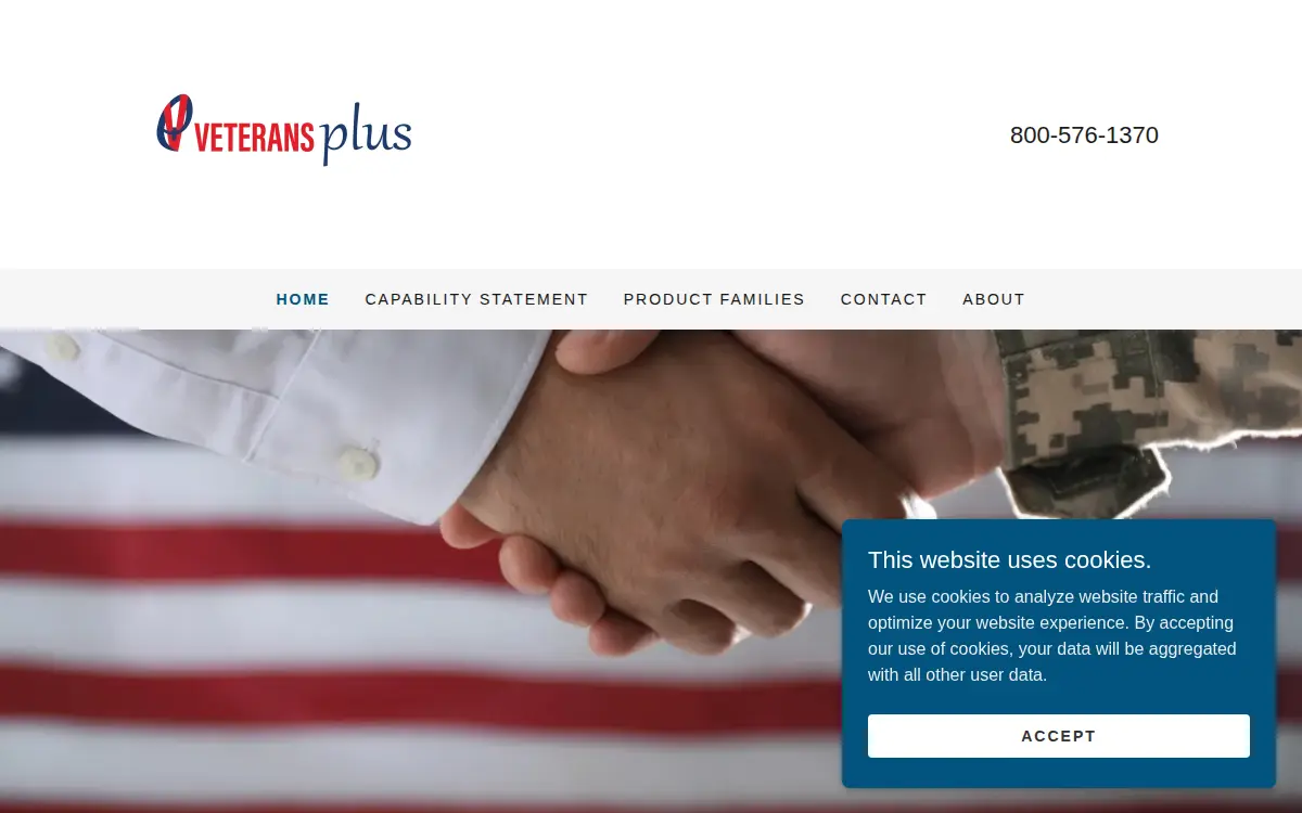 Homepage of Veterans Plus LLC