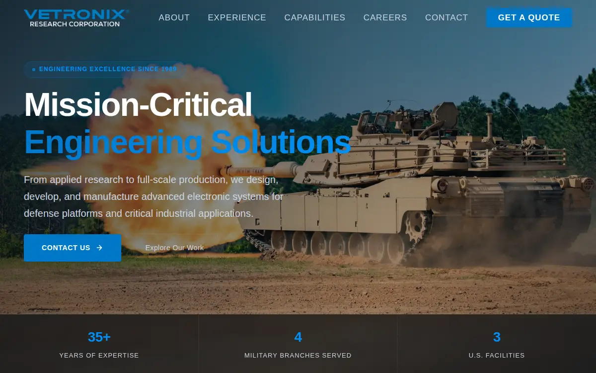 Homepage of Vetronix Research CORP