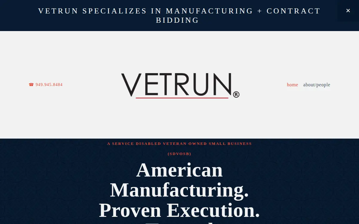 Homepage of Vetrun. LLC