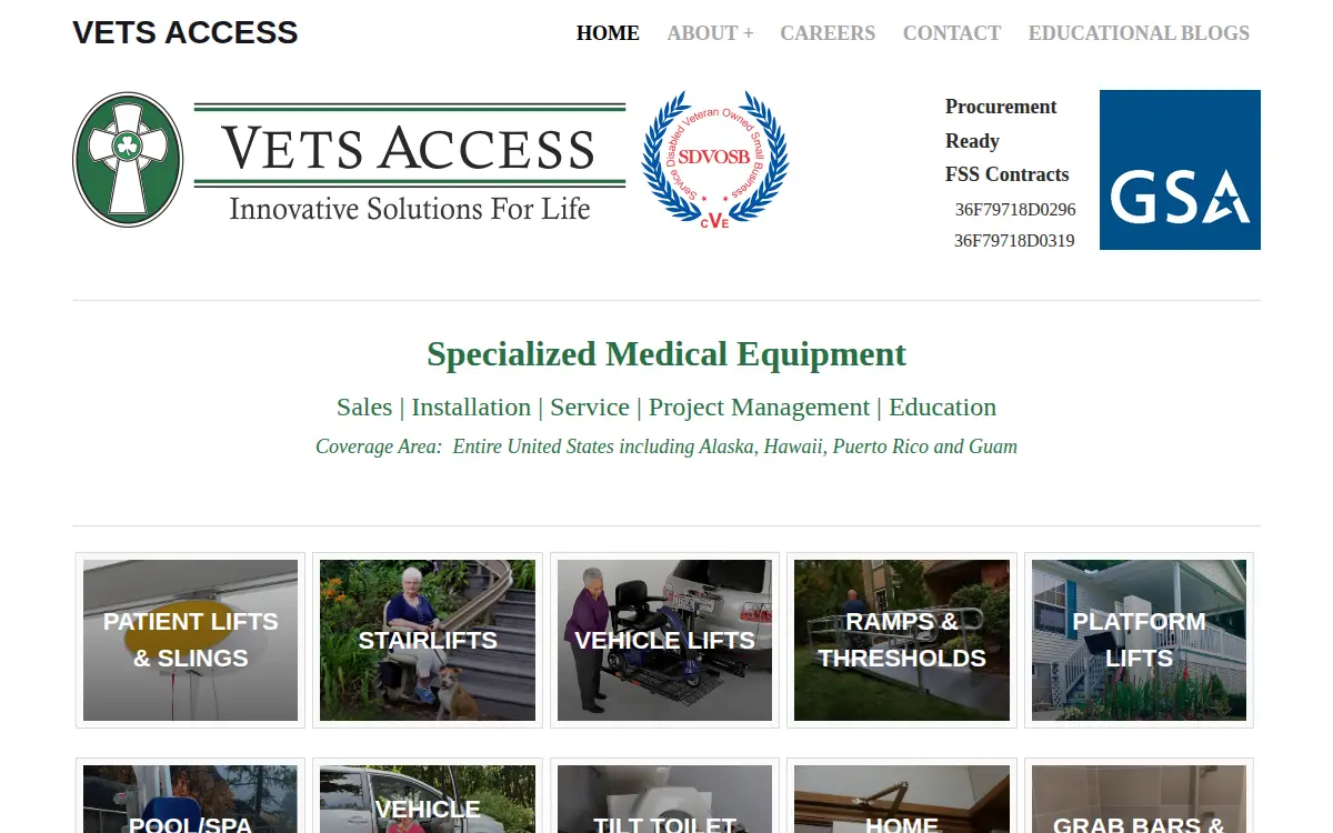 Homepage of Vets Access LLC