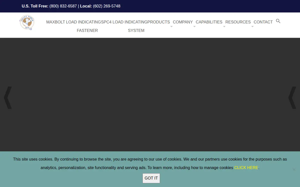 Homepage of Valley Forge & Bolt Mfg. CO.