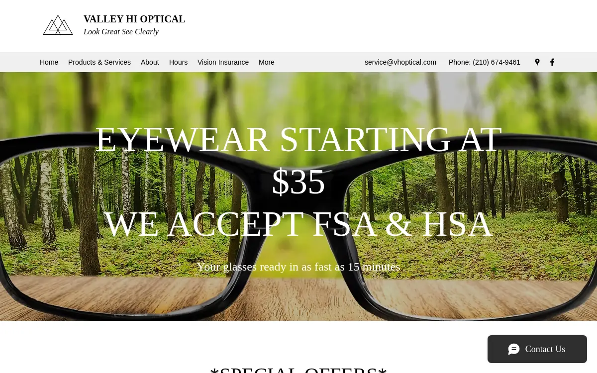Homepage of Valley-hi Optical, INC.